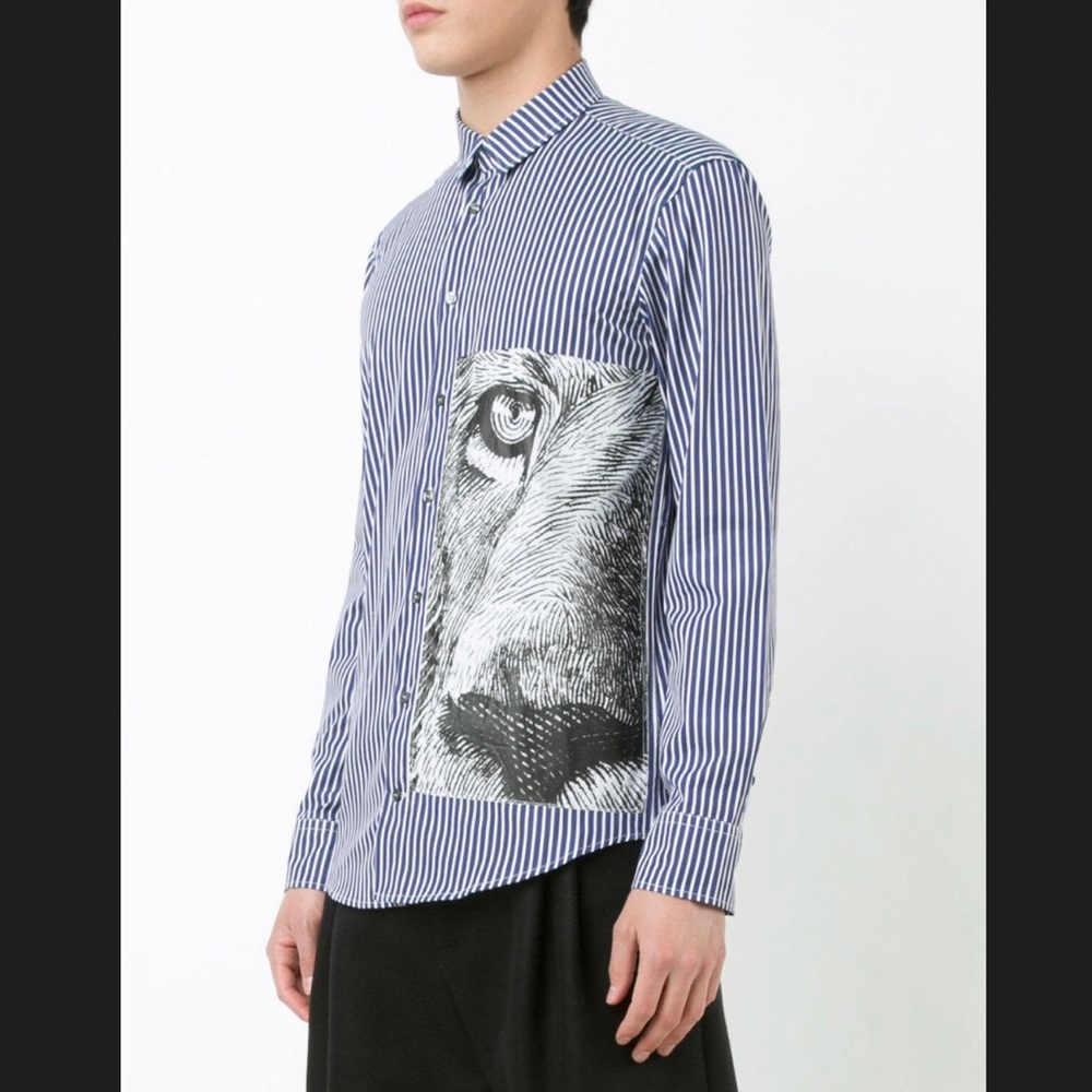 MSGM Striped Tiger Head Detail Sportshirt